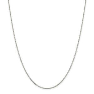 1.1mm Rhodium-Plated Sterling Silver Solid Box Chain Necklace, 24 Inch
